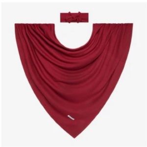 Posh Peanut Bordeaux Waffle Infant Swaddle and Headwrap Set